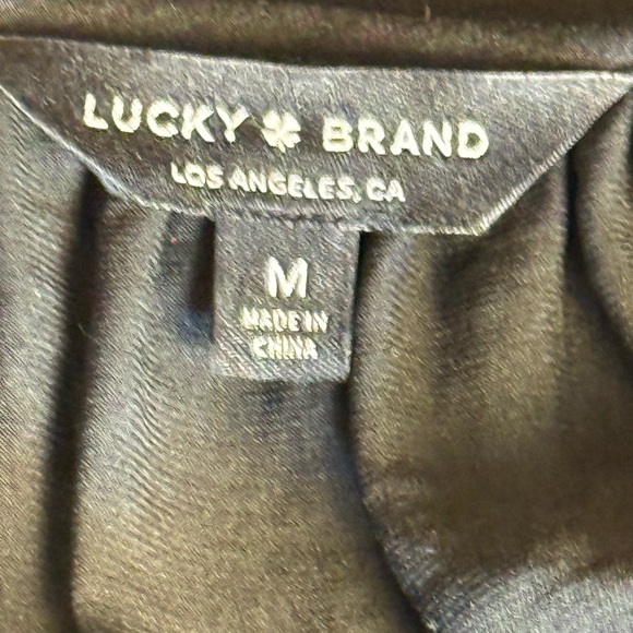 EUC Lucky Brand Black Short Sleeve Shirt Dress Hidden Snaps 100% Polyester M - Picture 4 of 5